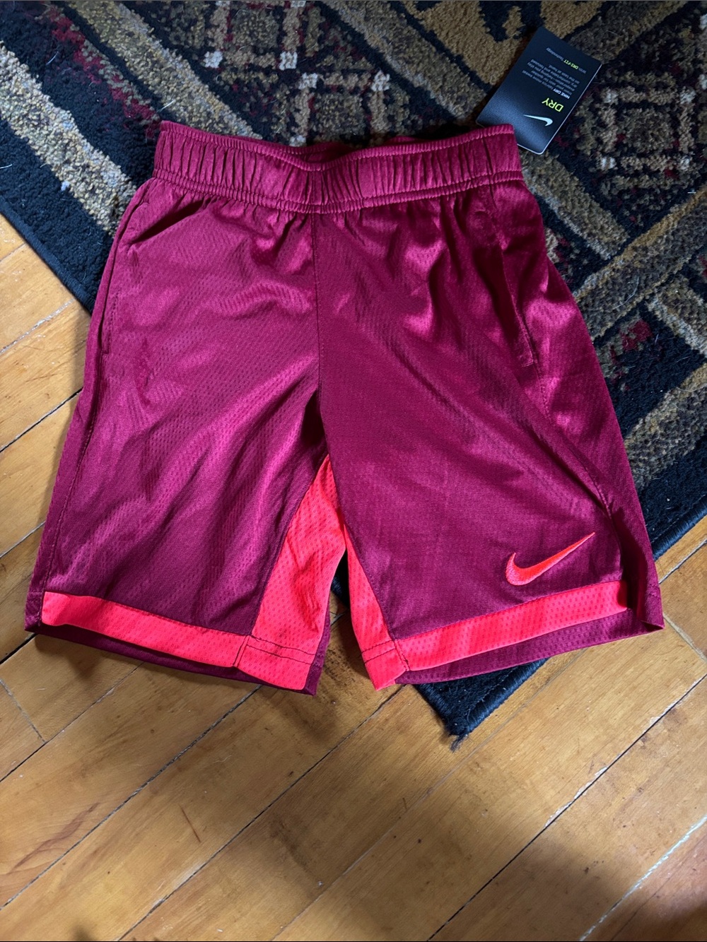Nike Kids Maroon and orangish trim Athletic Shorts
